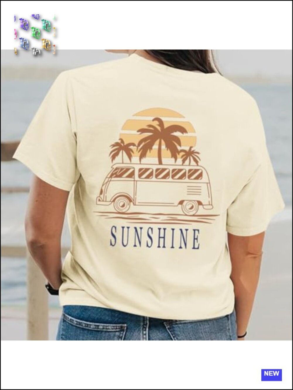 Women's Hawaiian Beach Tropical Short Sleeve Graphic Tee - Picture 3 of 6